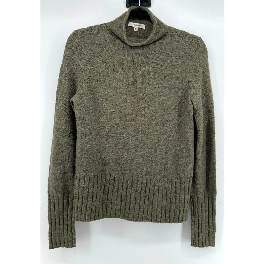 Madewell | Donegal Mockneck Sweater Olive Green Flecked Wool Blend Women's XS